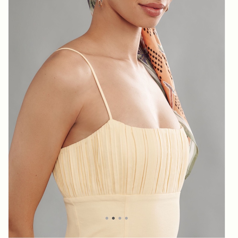 Anthropologie Sleeveless Linen Mini Dress Maeve Ophelia New 14 Butter Yellow - Picture 2 of 15